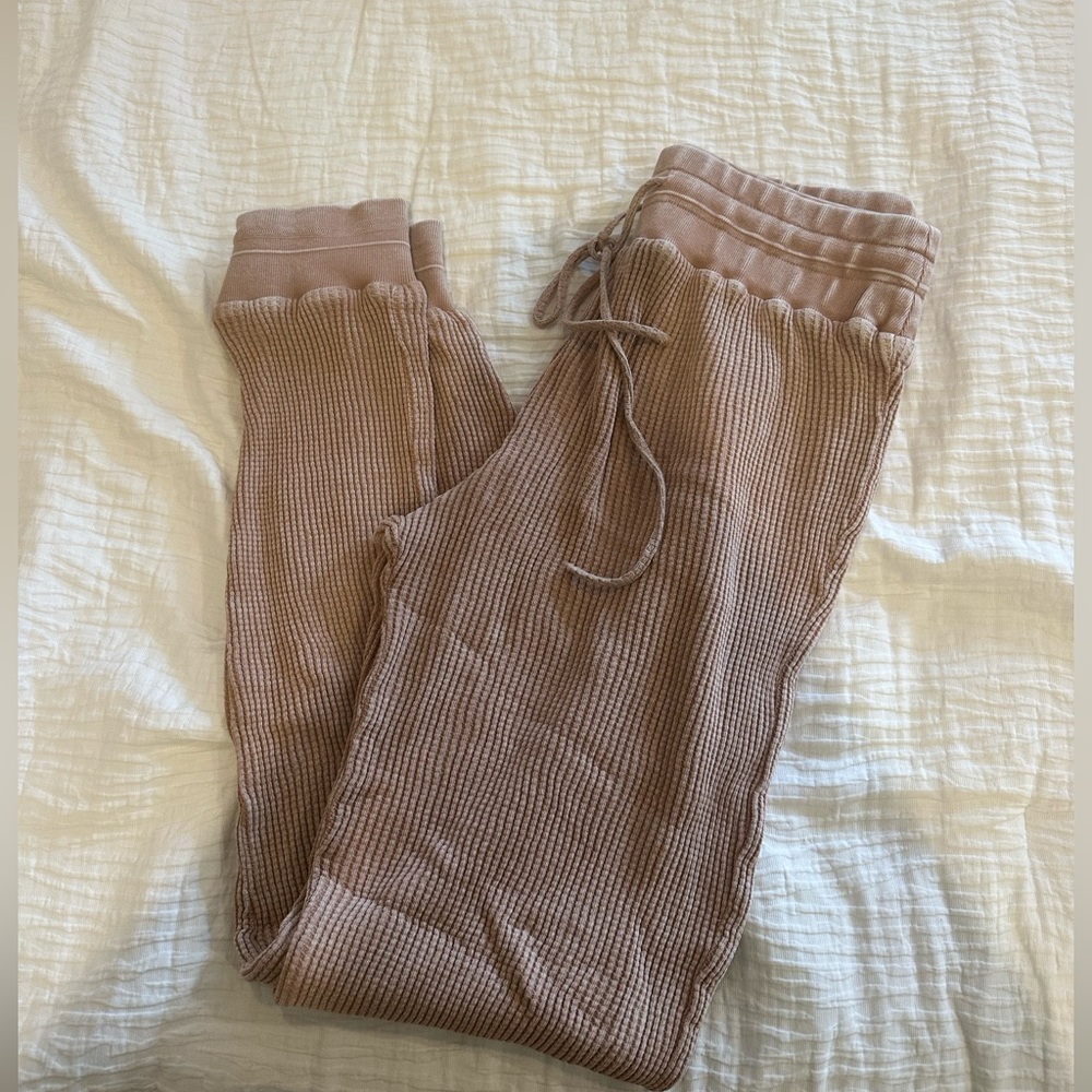 Orange/brown waffle material joggers